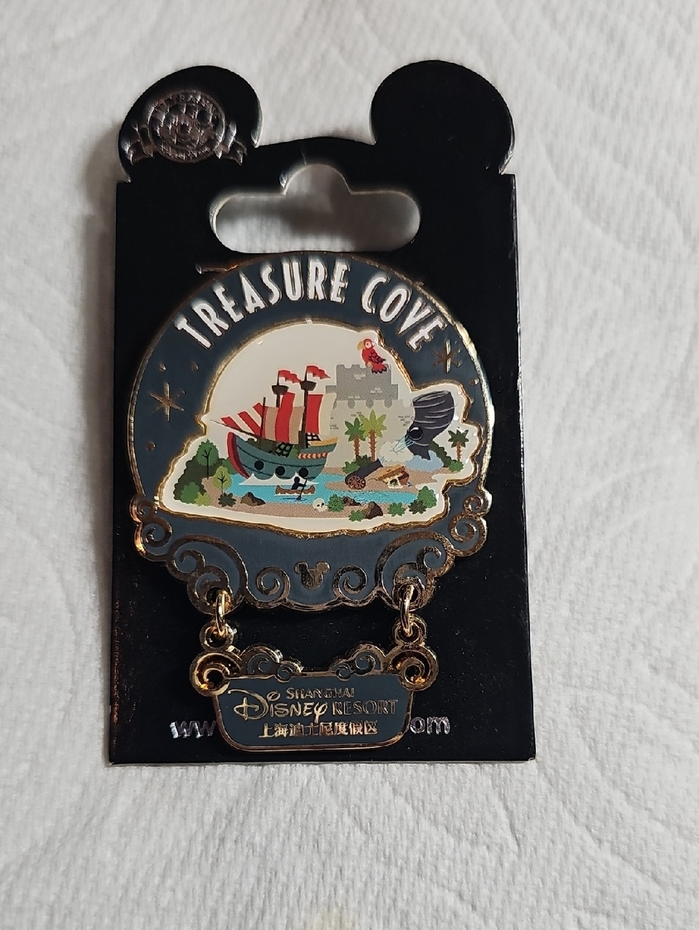 Disney Treasure Cove Enamel Pin - Blue, Red, Green, Gold